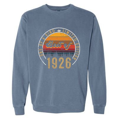 Best Of 1926 Birthday Gift 96 Years Old Garment-Dyed Sweatshirt