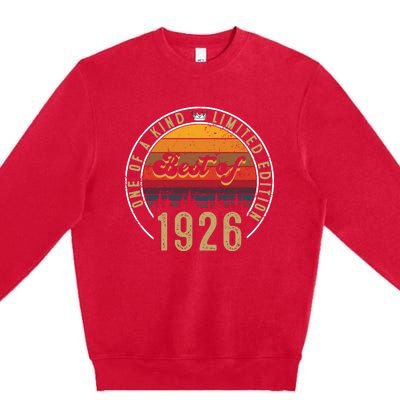 Best Of 1926 Birthday Gift 96 Years Old Premium Crewneck Sweatshirt