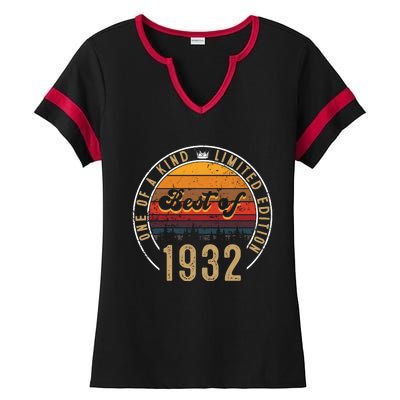 Best Of 1932 Birthday Gift 90 Years Old Ladies Halftime Notch Neck Tee