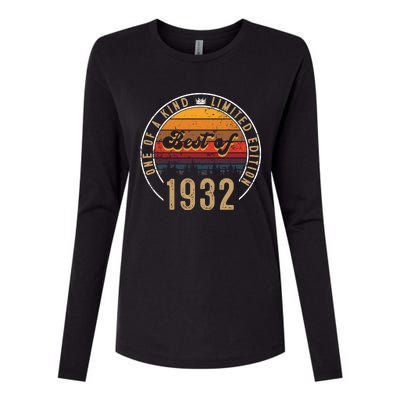 Best Of 1932 Birthday Gift 90 Years Old Womens Cotton Relaxed Long Sleeve T-Shirt