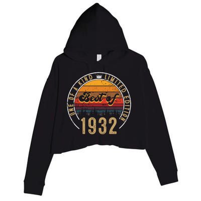 Best Of 1932 Birthday Gift 90 Years Old Crop Fleece Hoodie