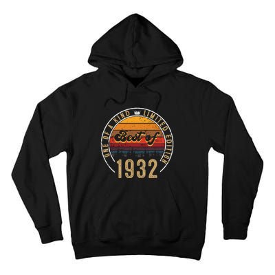 Best Of 1932 Birthday Gift 90 Years Old Tall Hoodie