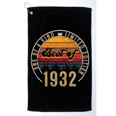 Best Of 1932 Birthday Gift 90 Years Old Platinum Collection Golf Towel