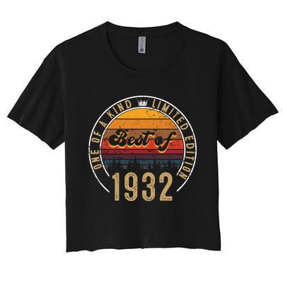 Best Of 1932 Birthday Gift 90 Years Old Women's Crop Top Tee