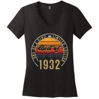 Best Of 1932 Birthday Gift 90 Years Old Women's V-Neck T-Shirt