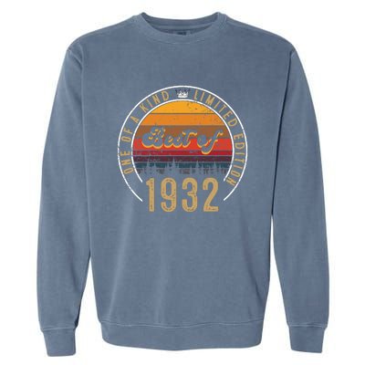 Best Of 1932 Birthday Gift 90 Years Old Garment-Dyed Sweatshirt