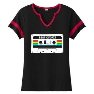 Best Of 1923 Retro 100th Birthday Mixtape Ladies Halftime Notch Neck Tee