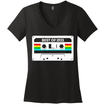 Best Of 1923 Retro 100th Birthday Mixtape Women's V-Neck T-Shirt