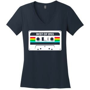 Best Of 1923 Retro 100th Birthday Mixtape Women's V-Neck T-Shirt