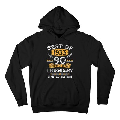 Best Of 1933 Limited Edition 90 Year Old 90th Birthday Gifts Hoodie