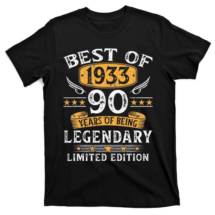 Best Of 1933 Limited Edition 90 Year Old 90th Birthday Gifts T-Shirt