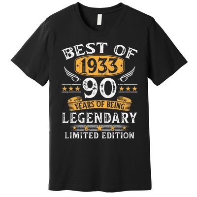 Best Of 1933 Limited Edition 90 Year Old 90th Birthday Gifts Premium T-Shirt