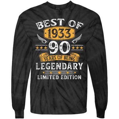 Best Of 1933 Limited Edition 90 Year Old 90th Birthday Gifts Tie-Dye Long Sleeve Shirt