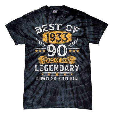 Best Of 1933 Limited Edition 90 Year Old 90th Birthday Gifts Tie-Dye T-Shirt