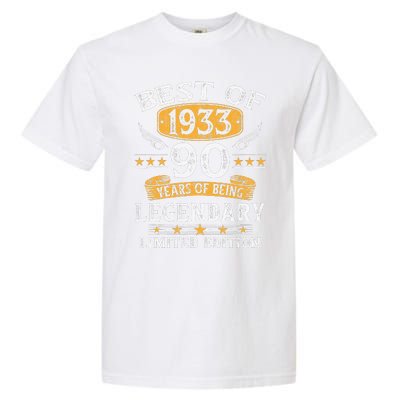 Best Of 1933 Limited Edition 90 Year Old 90th Birthday Gifts Garment-Dyed Heavyweight T-Shirt