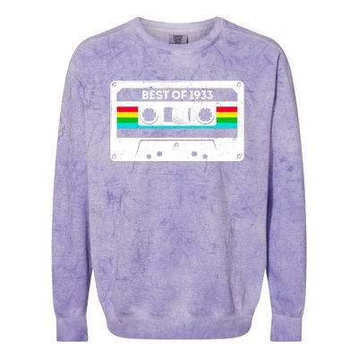 Best Of 1933 Retro 90th Birthday Mixtape Colorblast Crewneck Sweatshirt