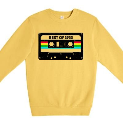 Best Of 1933 Retro 90th Birthday Mixtape Premium Crewneck Sweatshirt