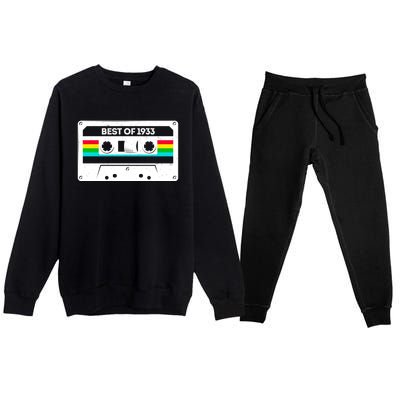 Best Of 1933 Retro 90th Birthday Mixtape Premium Crewneck Sweatsuit Set