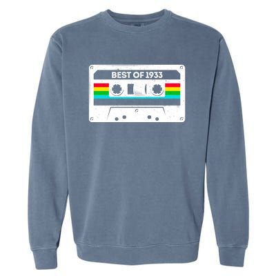 Best Of 1933 Retro 90th Birthday Mixtape Garment-Dyed Sweatshirt