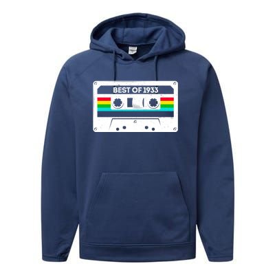 Best Of 1933 Retro 90th Birthday Mixtape Performance Fleece Hoodie