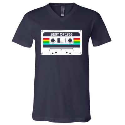 Best Of 1933 Retro 90th Birthday Mixtape V-Neck T-Shirt