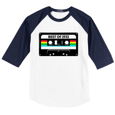 Best Of 1933 Retro 90th Birthday Mixtape Baseball Sleeve Shirt