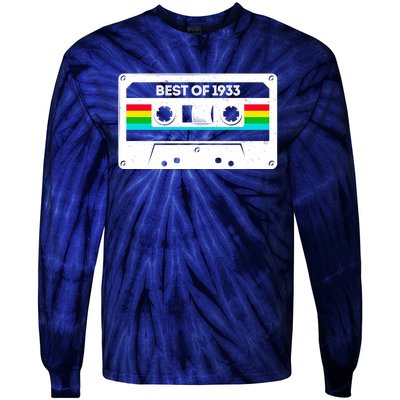 Best Of 1933 Retro 90th Birthday Mixtape Tie-Dye Long Sleeve Shirt