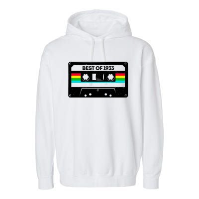 Best Of 1933 Retro 90th Birthday Mixtape Garment-Dyed Fleece Hoodie