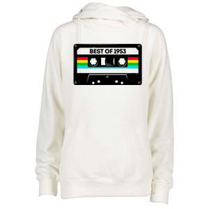 Best Of 1953 Retro 70th Birthday Mixtape Womens Funnel Neck Pullover Hood