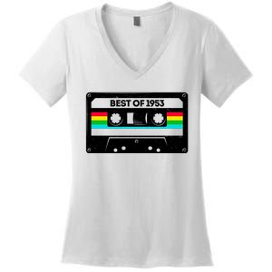 Best Of 1953 Retro 70th Birthday Mixtape Women's V-Neck T-Shirt