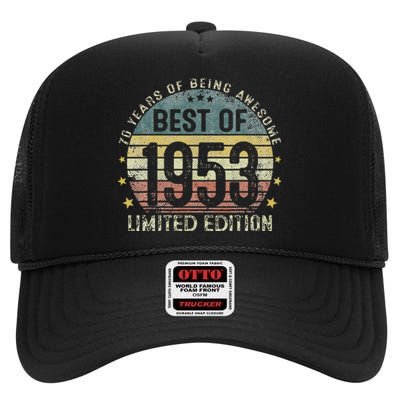 Best Of 1953 70 Years Old 70th Birthday Gifts For High Crown Mesh Back Trucker Hat