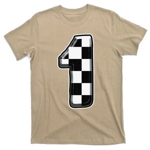 Birthday One 1 Race Car 1st Birthday Racing Car Flag T-Shirt