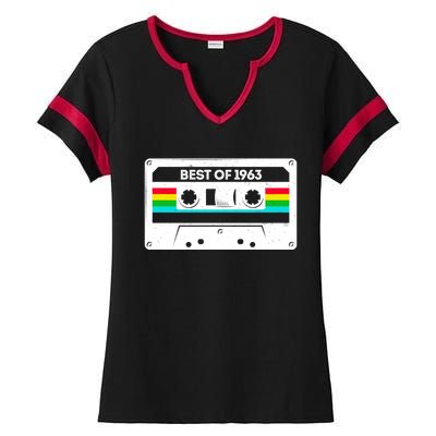 Best Of 1963 Retro 60th Birthday Mixtape Ladies Halftime Notch Neck Tee