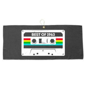 Best Of 1963 Retro 60th Birthday Mixtape Large Microfiber Waffle Golf Towel