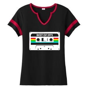 Best Of 1973 Retro 50th Birthday Mixtape Ladies Halftime Notch Neck Tee