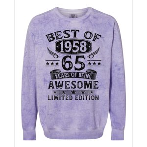 Best Of 1958 65 Years Old Gifts 65th Birthday Gift For Colorblast Crewneck Sweatshirt