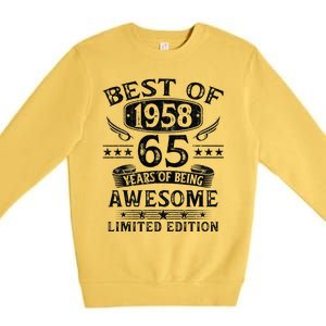 Best Of 1958 65 Years Old Gifts 65th Birthday Gift For Premium Crewneck Sweatshirt