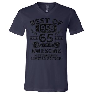 Best Of 1958 65 Years Old Gifts 65th Birthday Gift For V-Neck T-Shirt