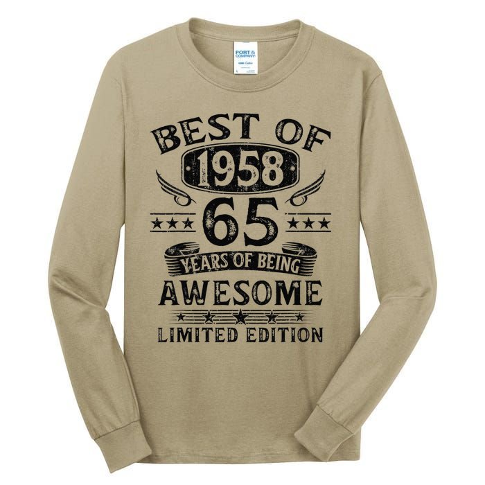 Best Of 1958 65 Years Old Gifts 65th Birthday Gift For Tall Long Sleeve T-Shirt