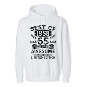 Best Of 1958 65 Years Old Gifts 65th Birthday Gift For Garment-Dyed Fleece Hoodie