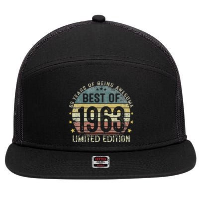 Best Of 1963 60 Years Old 60th Birthday Gifts For 7 Panel Mesh Trucker Snapback Hat