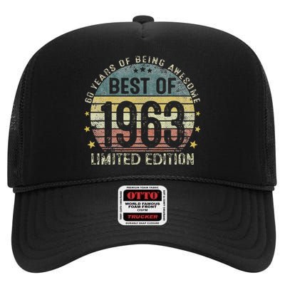 Best Of 1963 60 Years Old 60th Birthday Gifts For High Crown Mesh Back Trucker Hat