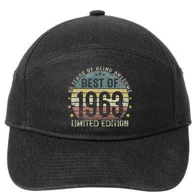 Best Of 1963 60 Years Old 60th Birthday Gifts For 7-Panel Snapback Hat