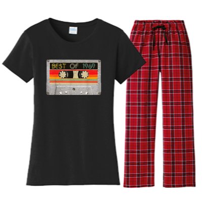 Best Of 1969 54th Birthday Gift Cassette Tape Vintage Women's Flannel Pajama Set