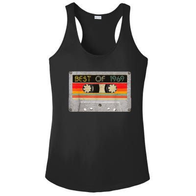 Best Of 1969 54th Birthday Gift Cassette Tape Vintage Ladies PosiCharge Competitor Racerback Tank