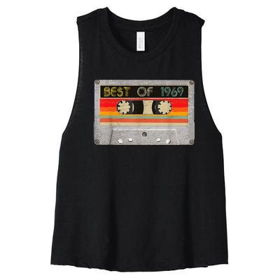 Best Of 1969 54th Birthday Gift Cassette Tape Vintage Women's Racerback Cropped Tank