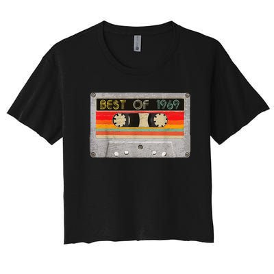 Best Of 1969 54th Birthday Gift Cassette Tape Vintage Women's Crop Top Tee