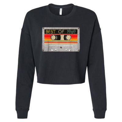 Best Of 1969 54th Birthday Gift Cassette Tape Vintage Cropped Pullover Crew