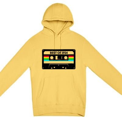 Best Of 1924 Retro 100th Birthday Mixtape Premium Pullover Hoodie