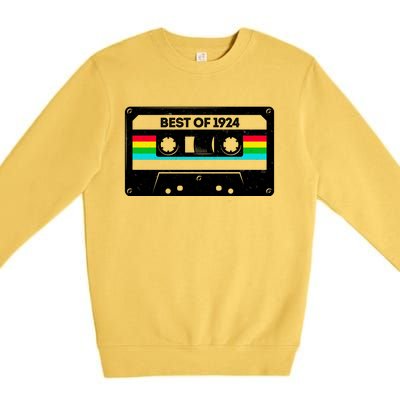 Best Of 1924 Retro 100th Birthday Mixtape Premium Crewneck Sweatshirt